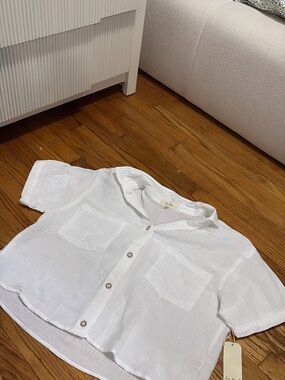 Love Notes White Short Sleeve Button-Front Shirt